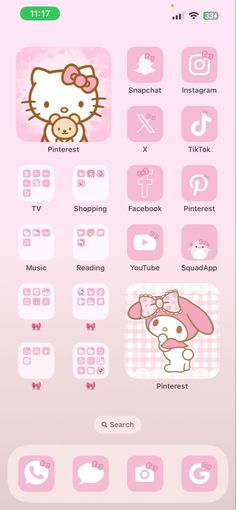 the hello kitty keyboard is pink and has many different icons on it's side