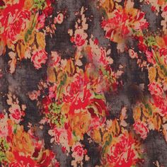 an orange and red floral print fabric