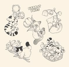 an image of cartoon animals with flowers