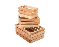 four wooden boxes stacked on top of each other