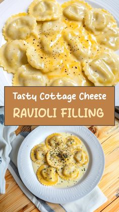 ravioli filled with cheese on a white plate