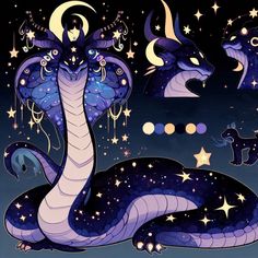 an image of a blue dragon with stars on it's back and its tail curled up