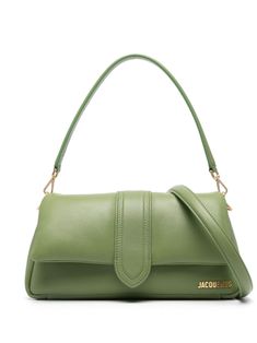 fern green calf leather grained texture gold-tone logo lettering foldover top with magnetic fastening single detachable top handle adjustable detachable shoulder strap main compartment internal logo patch internal slip pocket gold-tone hardware Green Designer Bag, Prada Green, Jacquemus Bag, Green Handbag, Green Purse, Fern Green, Chanel 2, Bag Green, Unique Bags