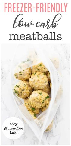 freezer friendly low carb meatballs with text overlay