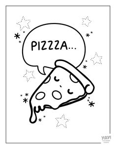 Cute sleepy pizza. Pizza Cat, Easy Coloring Pages, Coloring Apps, Creative Stuff