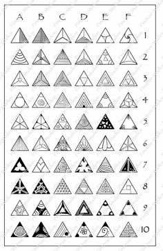 an image of different types of triangles and triangles in the style of doodle