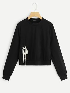 Shop Grommet Lace Up Detail Sweatshirt online. SheIn offers Grommet Lace Up Detail Sweatshirt & more to fit your fashionable needs. Jean Trends, Sweatshirts Online, Rhythmic Gymnastics, Sweaters And Jeans, Winter Clothes, Winter Outfit, Casual Sweatshirt, Gymnastics