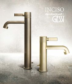 two faucets are shown in this advertisement for an italian bathroom sink and toilet