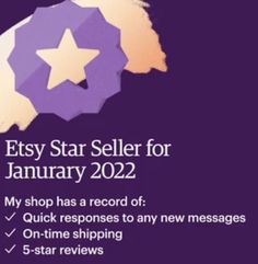 a purple and white poster with the words top vendeur etsy pour janvier 2012