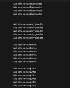 the words in spanish are written on a black background