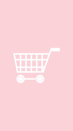 a white shopping cart on a pink background