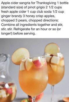 an apple cider sangria for thanksgiving 1 / 2 cups fresh apple cider 1 cup club soda