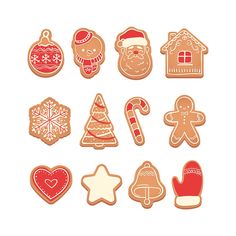 christmas cookies are arranged in different shapes and sizes