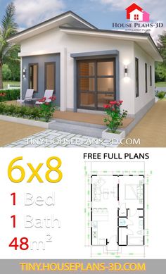 the floor plan for a small house with 3 beds and 2 bathrooms