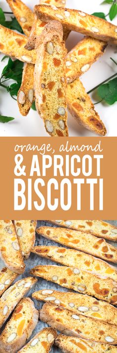 orange almond and apricot biscotti with text overlay