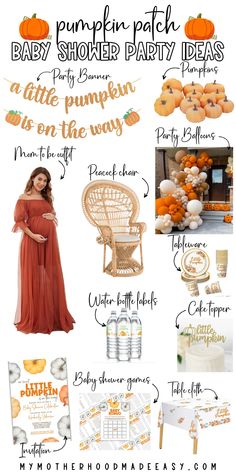 the pumpkin patch baby shower party ideas are perfect for fall and halloween, plus free printables