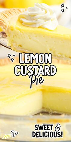 the lemon custard pie is ready to be cut into slices and put on display