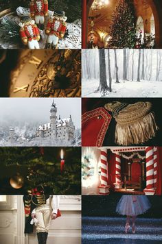 a collage of photos with christmas decorations