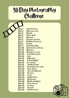 the 30 day photography challenge list