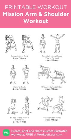 the printable workout poster shows how to do an arm and shoulder exercise for women