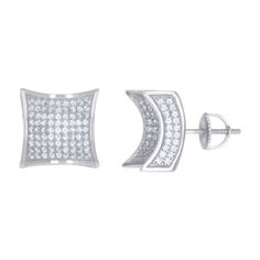 925 Sterling Silver Mens Cubic-Zirconia Concave Square Fashion Stud Earrings, clasp: Screw Back, Polished, Metal weight: 7.28 gram Square Fashion, Stud Earrings For Men, Earrings For Men, Sterling Silver Mens, Watch Necklace, Silver Earrings Studs, Silver Studs, Gemstone Colors, Bracelets For Men