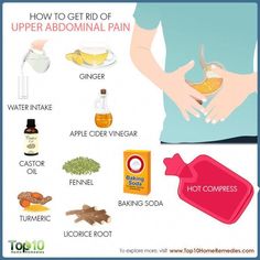 Learn about simple and effective home remedies to eliminate upper abdominal pain with ginger tea, castor oil, fennel, and so on. Stomach Pain Remedies, Stomach Pain Relief, Home Remedies For Gas, Stomach Ache Remedy, Abdominal Pain Relief, Ibs Relief, Top 10 Home Remedies