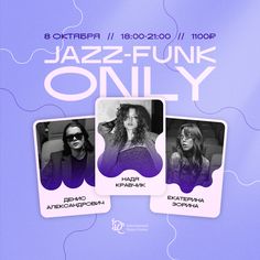 the poster for jazz - funky only shows three women in sunglasses and one woman with long hair