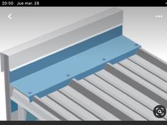 an animated image of a bed frame with blue slats on the top and bottom