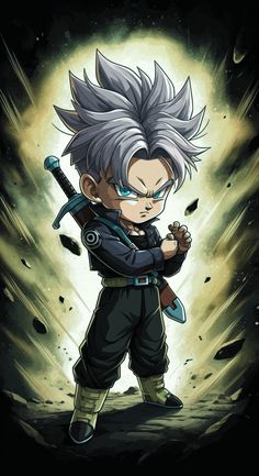 chibi future turnks Super Saiyan Trunks, Future Trunks, Funko Pop Collection, Pop Collection, Anime Gifts, Super Saiyan, Pastel Art