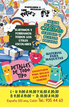 an advertisement for the book fair with books and other things in spanish, english and french