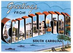 a postcard with the words greetings from south carolina