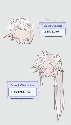 an anime character's head with long white hair and two different expressions on it