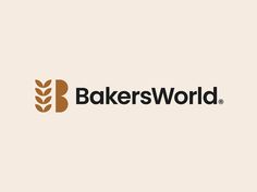 bakers world logo on a white background with the words bakers world in black and brown