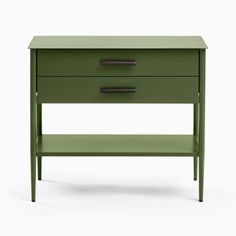 a green table with two drawers on it