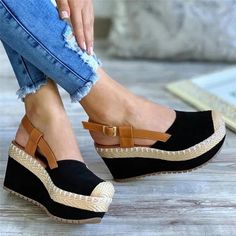 Summer High Heels, Rope Sandals, Platform Wedges Shoes, Platform Espadrille Sandals, Vintage Sandals, Closed Toe Sandals, Wedges Style, Platform Espadrilles, High Heel Wedges