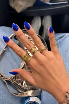 cobalt blue french nails 2024 Skincare Accessories, Royal Blue Nails, Wide Nails, Nails Yellow, Nail Color Trends, Blue Acrylic Nails, Summery Nails, Aesthetic Lifestyle, Blue Nail