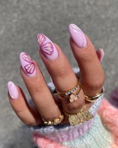 Barbie Pink Nails, Nail Design Glitter, Butterfly Nail Designs, Unghie Nail Art, Butterfly Nail Art, Pink Nail Art, Pink Nail, Butterfly Nail, Sparkly Nails