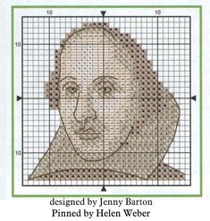 an image of a man's face on a cross stitch pattern