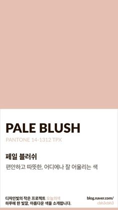 a pink poster with the words pale blush written in english and korean characters on it