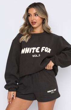 Shop the latest arrivals, including bodysuits, crop tops, skirts and more. Enjoy same day delivery in Sydney and free AU shipping for orders over $50! Stylish Sweaters, Tracksuit Set, Favorite Sweater, Lounge Shorts, White Fox, Sweater Making, Oversized Sweatshirt, Print Logo