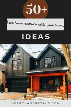 Black home exterior with modern architectural style and wood accents. Black And White House Exterior, Black Home Exterior, White Exterior Houses, Home Exteriors, Home Exterior Makeover, Exterior Makeover, Black Home, Home Exterior, Board And Batten