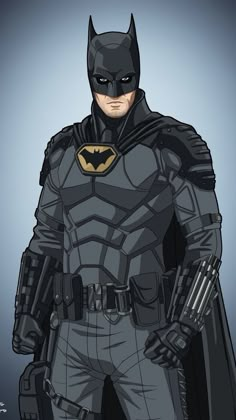 a man in a batman costume standing with his hands on his hips