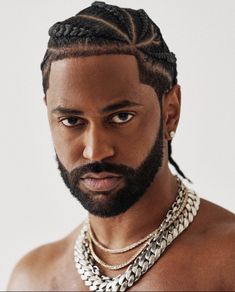 Big Cornrows Hairstyles Men, Fulani Braids Hairstyles Men, Big Sean Cornrows, Gervonta Davis Braids, Cornrolls Hairstyles Braids Men, Big Sean Braids, Designs Braids, Cornrows Design, French Braids Men