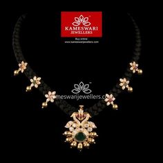 Black Thread Gold Jewellery, Kameswari Jewellers, Beautiful Gold Necklaces, Gold Necklace Simple, Gold Pendant Jewelry