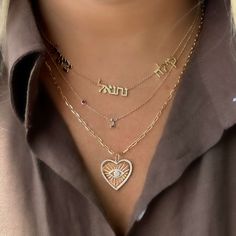 This 14K Gold Hebrew Initial Gemstone Bezel Necklace offers a personalized touch with the option to choose your own gemstone and Hebrew initial. Crafted from high-quality 14k gold, this necklace is sure to add a special touch to any outfit. Show off your faith and style with this stunning necklace. Item Information: Metal: 14k Gold Approx. Weight: 1.50g Letter Size: 6mm Approx. Carat Weight: 0.05 Sparkle Gift, Diamond Evil Eye, Bezel Necklace, Nameplate Necklace, Mother Of Pearl Necklace, Diamond Star, Evil Eye Pendant, Station Necklace, Initial Jewelry