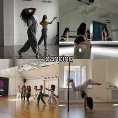 the dancers are doing different moves in the dance studio