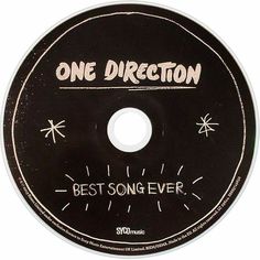 the label for one direction's best song ever album, which is written in white ink on a black disc