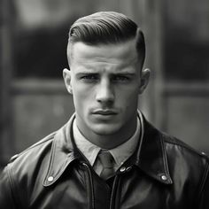 British Hairstyle, 1940s Mens Hairstyles, 1950s Mens Hairstyles, Vintage Hairstyles For Men, Hairstyle 1940, Military Haircuts Men, Classic Mens Haircut, Gentleman Haircut, Military Hair