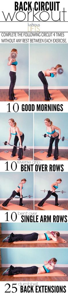 a woman is doing yoga poses with the words back circuit on her chest and arms