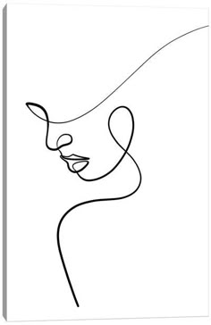 a black and white line drawing of a woman's face on a white background